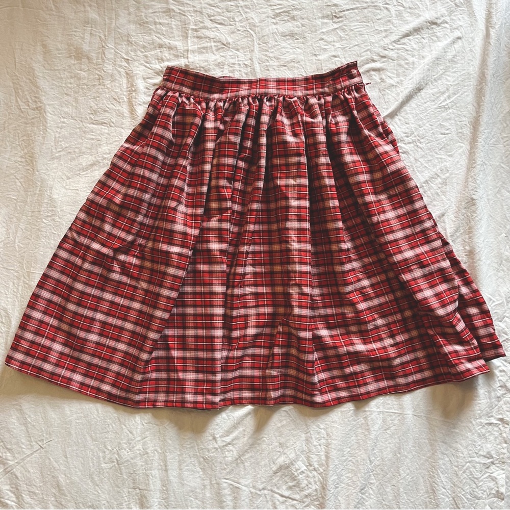 Unique Vintage Red Plaid Skirt